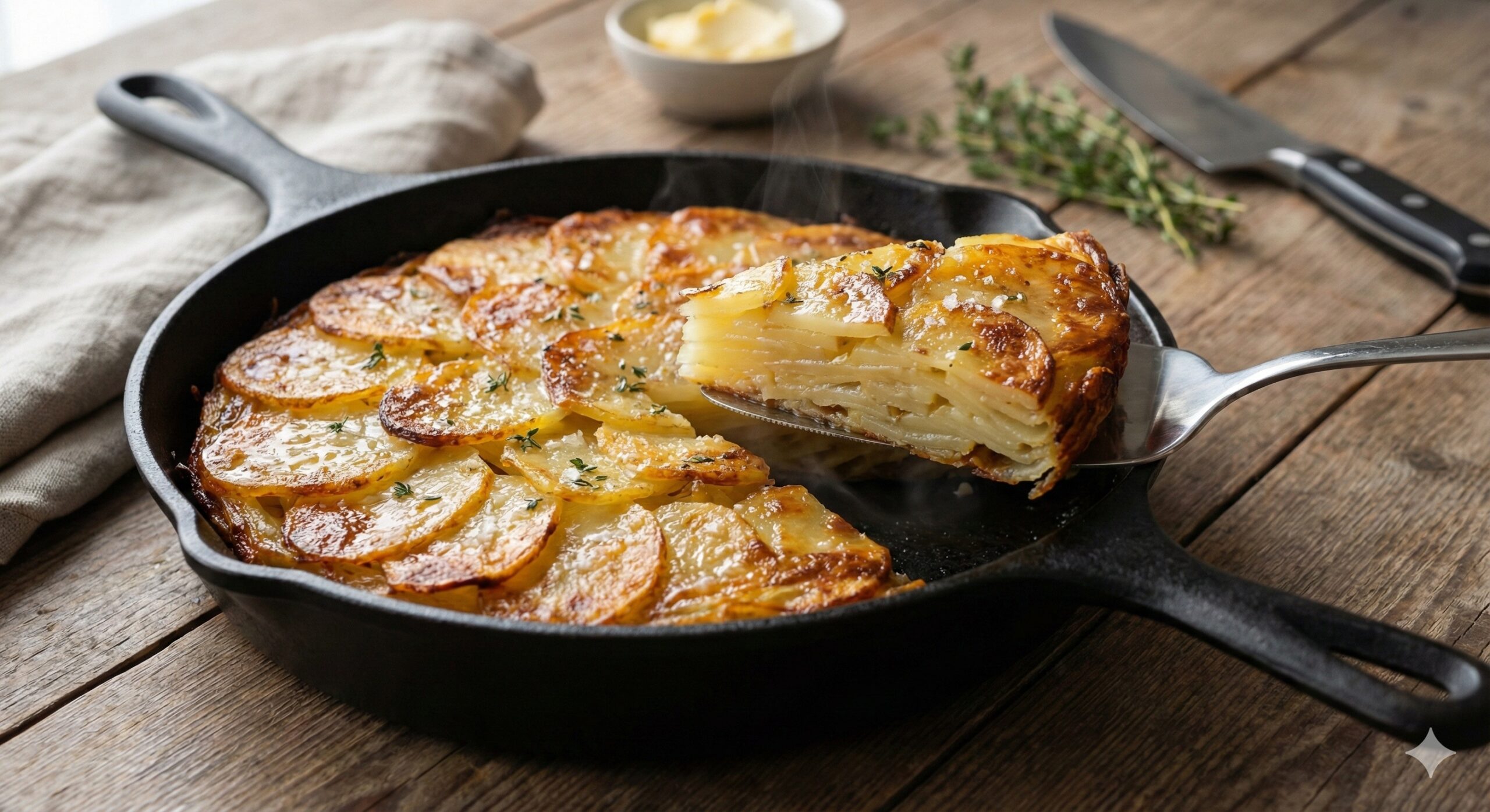 Зимняя «Картофель Анна» с тимьяном и чесночным маслом